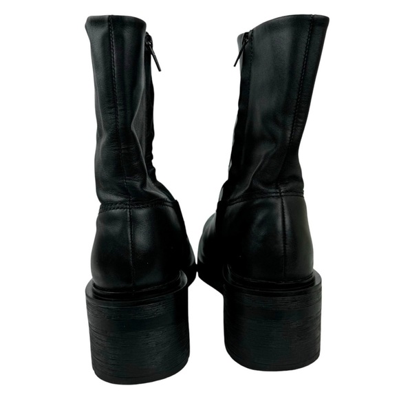 Zara Leather Ankle Platform Combat Boots Chunky Sole 1124/010 Women's Size 41 - Picture 4 of 16